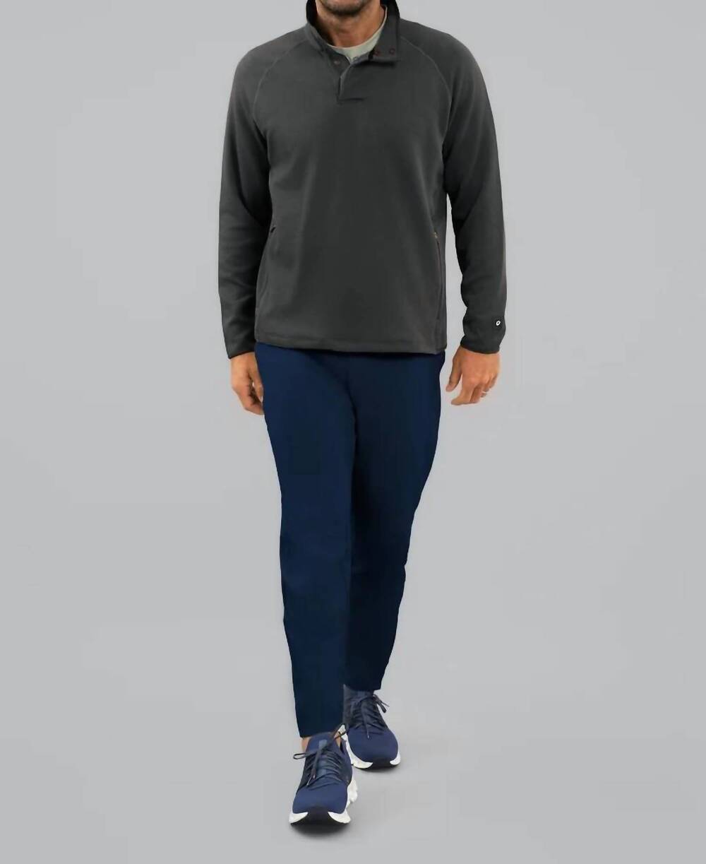NEW IBKUL waffle knit 1/4 snap pullover sweatshirt in black heather